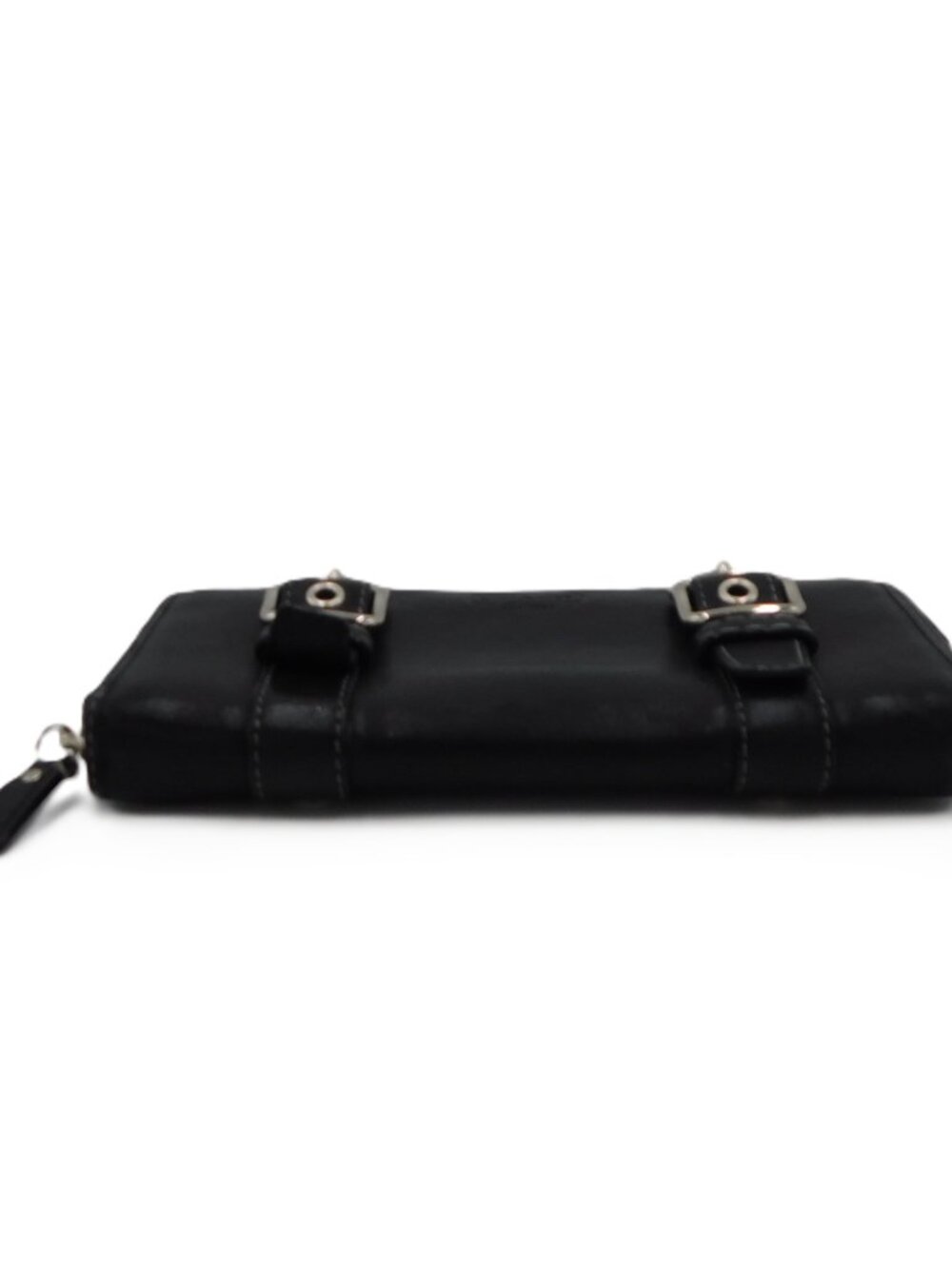 Coach Zoe Double Buckle Zip Around Clutch Wallet | Black Leather | Purple | VGUC - Picture 7 of 14